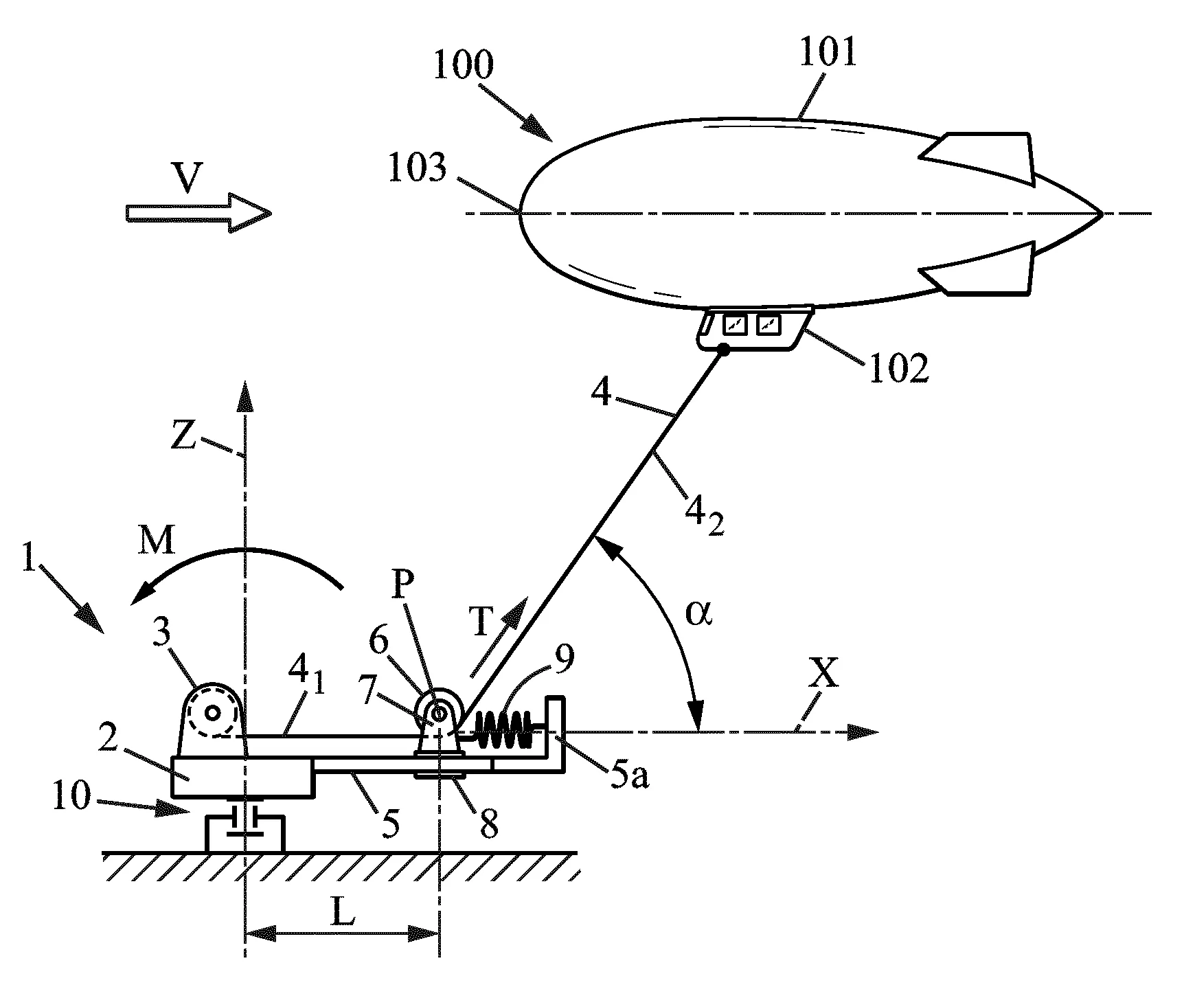 Installation pour retenir un aerostat