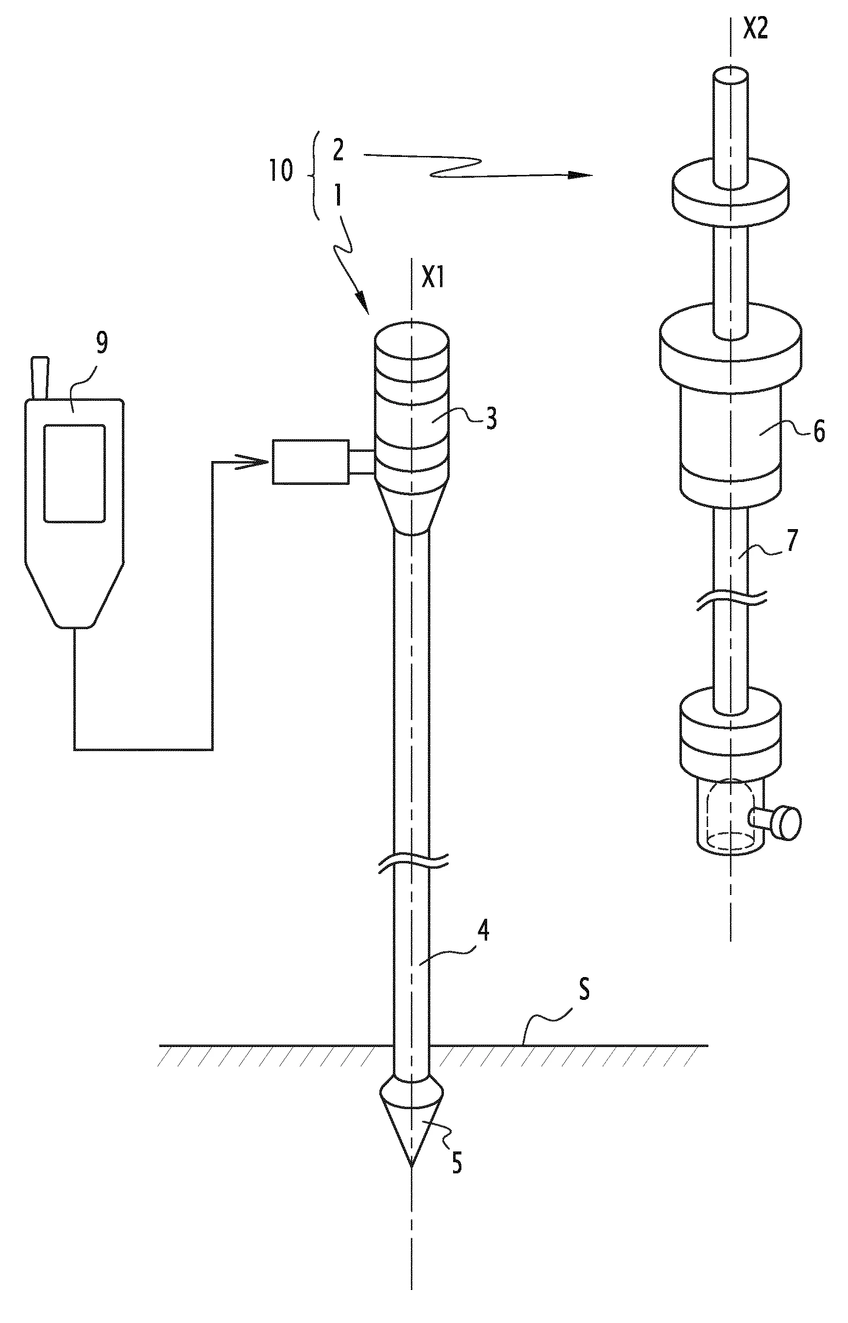 Penetrometre dynamique, ensemble de mesure, systeme et methode de determination de la compacite et de la capacite portante d'un sol