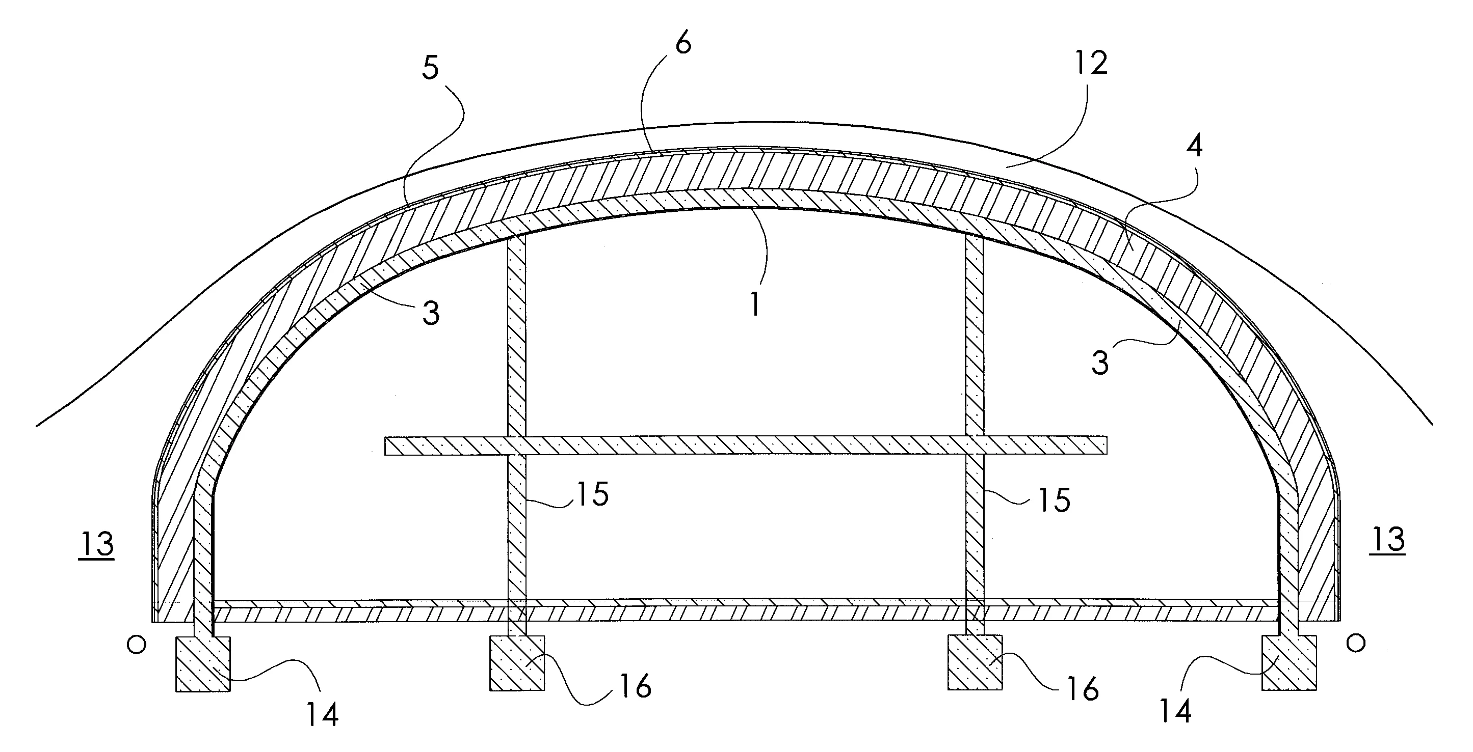 Support de couverture pour batiment formant une voute avec toiture vegetalisee