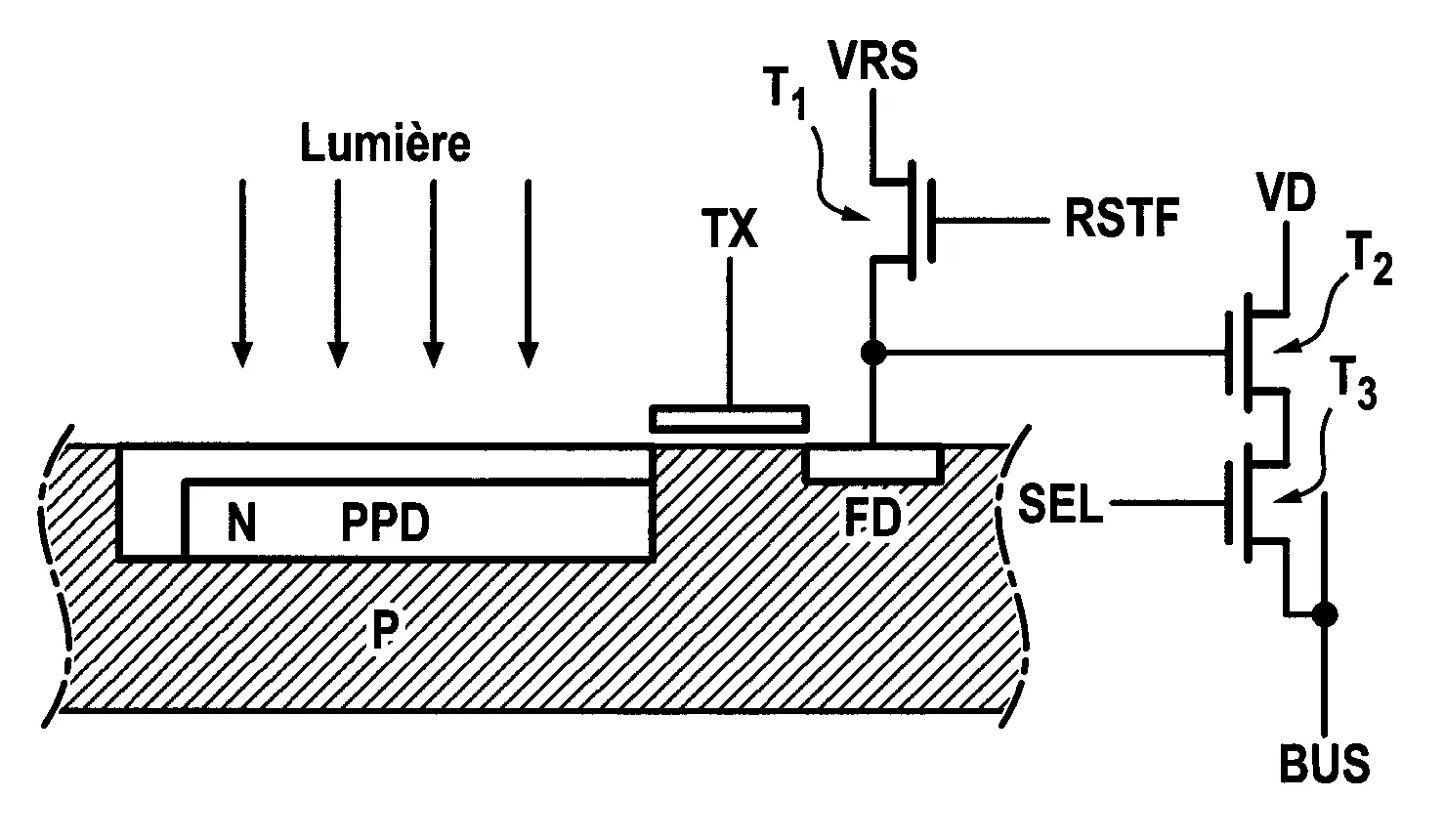 Cellule photoelectrique de type c-mos a transfert de charge, et capteur matriciel comprenant un ensemble de telles cellules