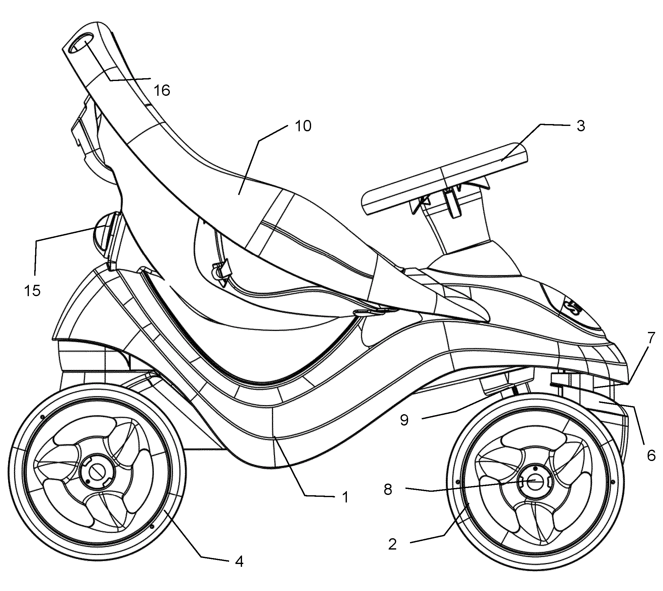 Engin roulant modulaire pour enfant a siege amovible