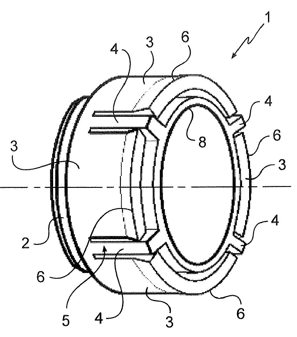 Dispositif de raccordement de type cartouche, a secteurs tubulaires d'ancrage et procede de fabrication