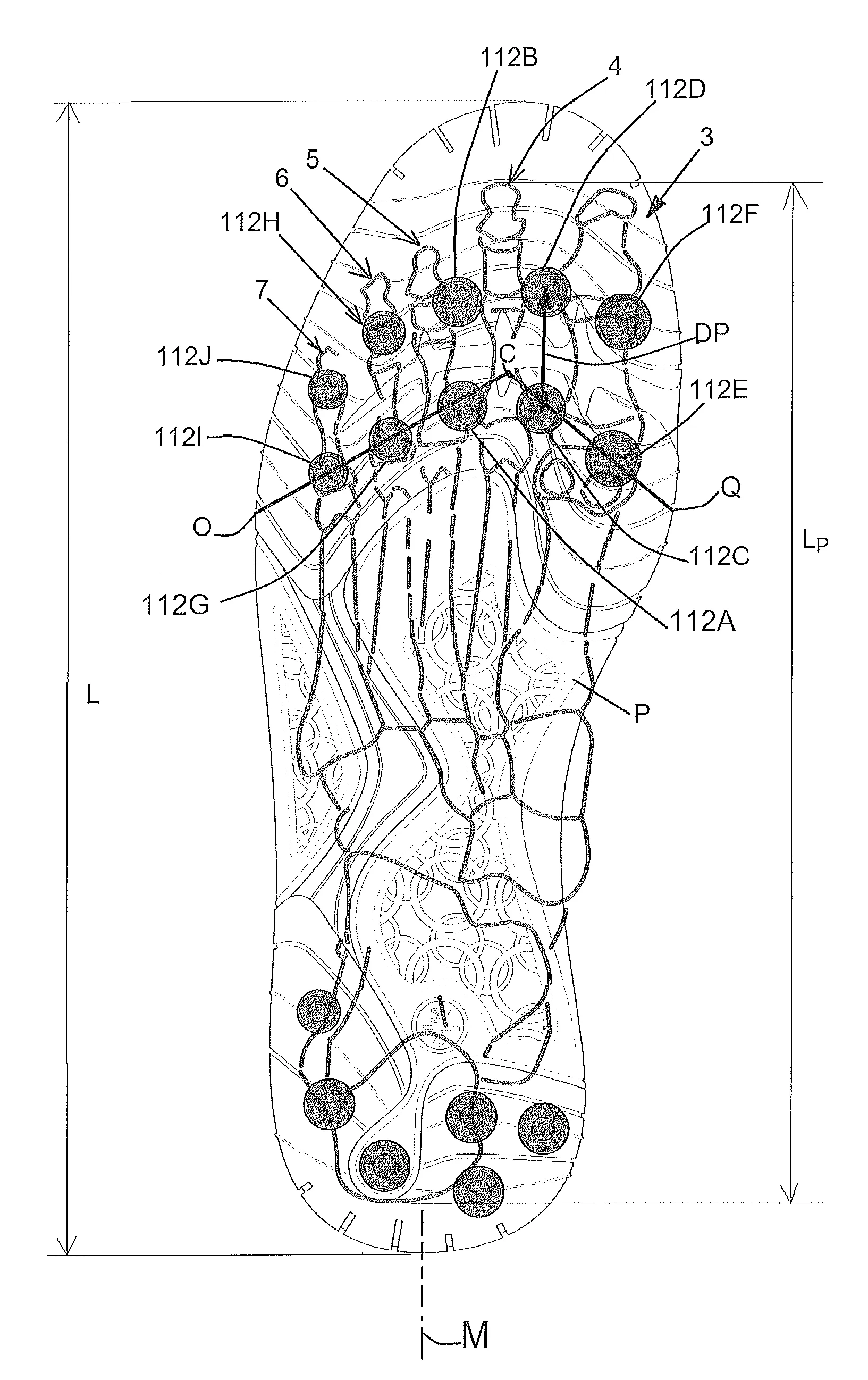 Semelle exterieure de chaussure comportant dans la partie avant des plots en saillie et elastiquement deformables