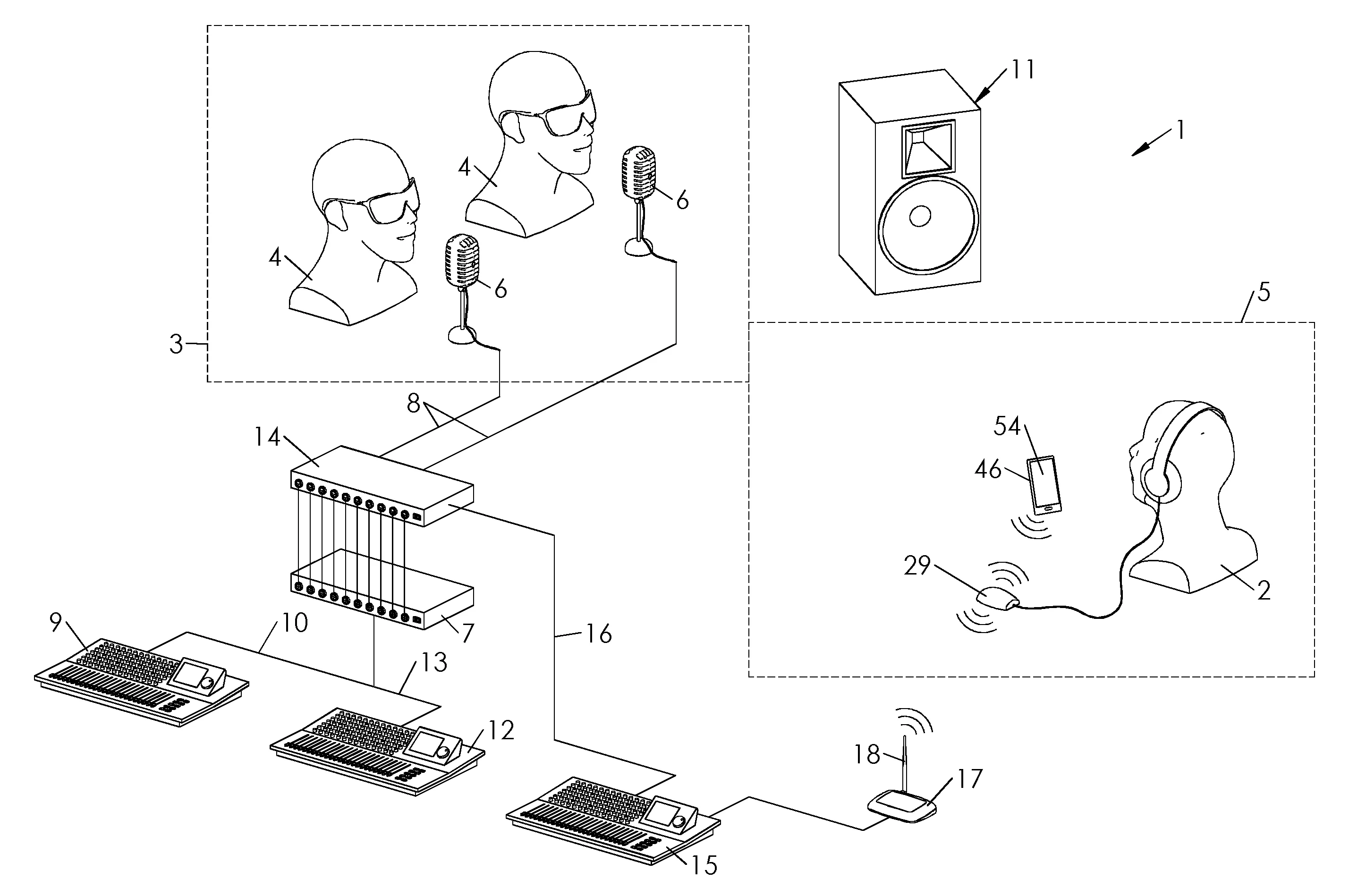 Appareil de reception et de lecture de signaux audio et systeme de sonorisation live