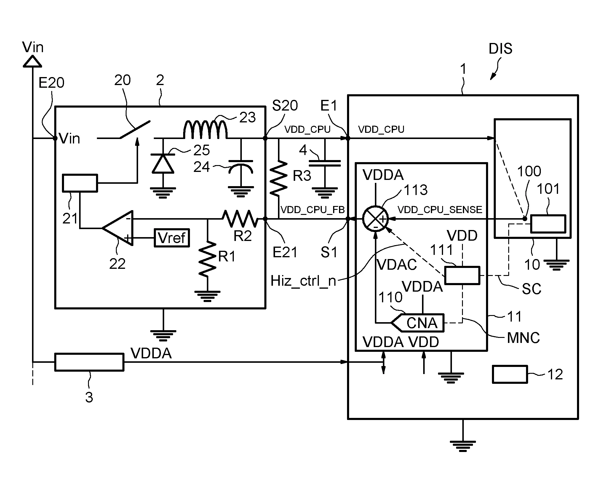 Procede d'alimentation d'un module incorpore dans un systeme sur puce et dispositif electronique correspondant