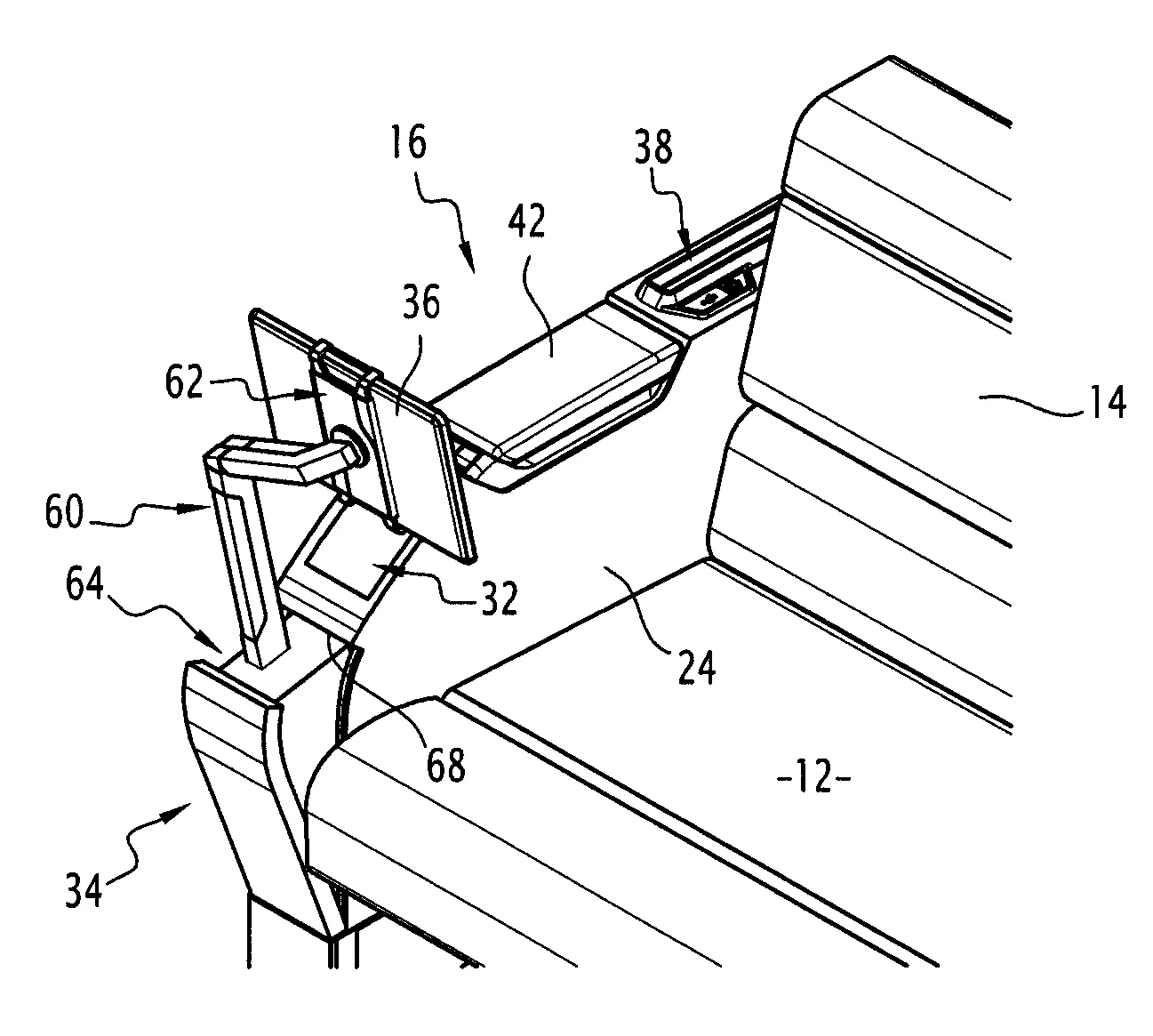 Support escamotable pour ecran, et siege de cabine pour aeronef comprenant un tel support