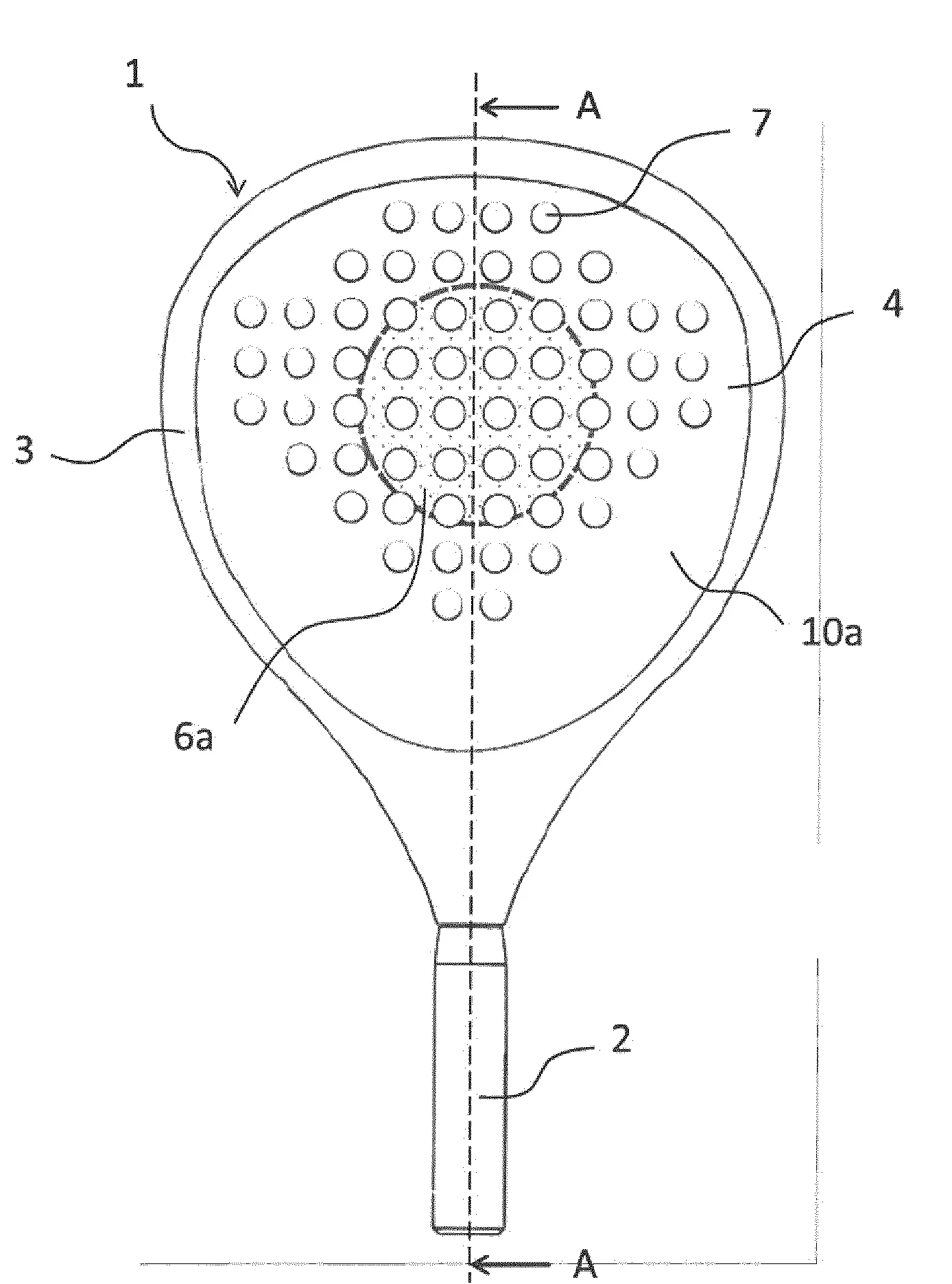 Raquette, en particulier raquette de padel avec decoration