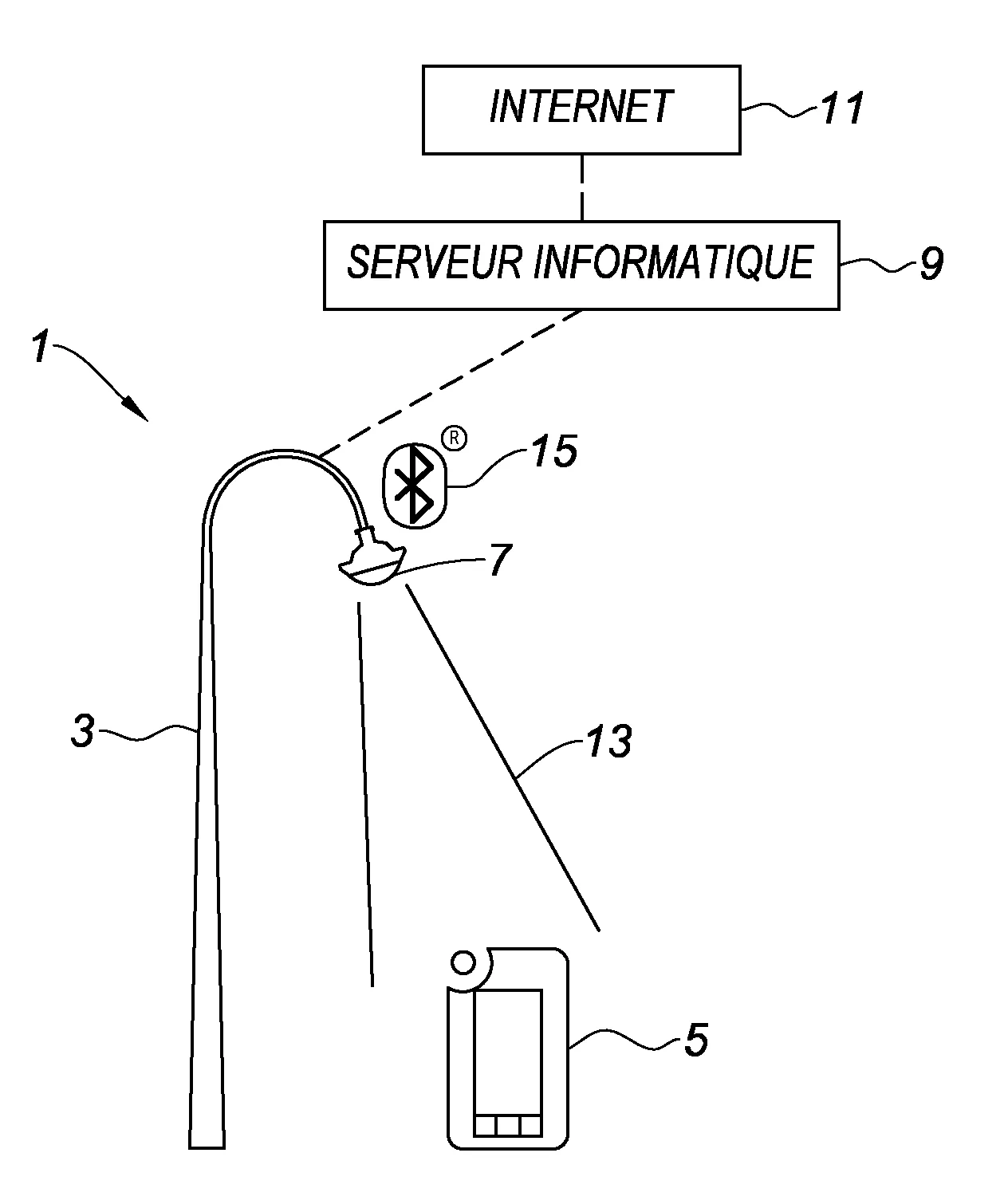 Dispositif et procede de communication entre un luminaire de type li-fi et un terminal de communication