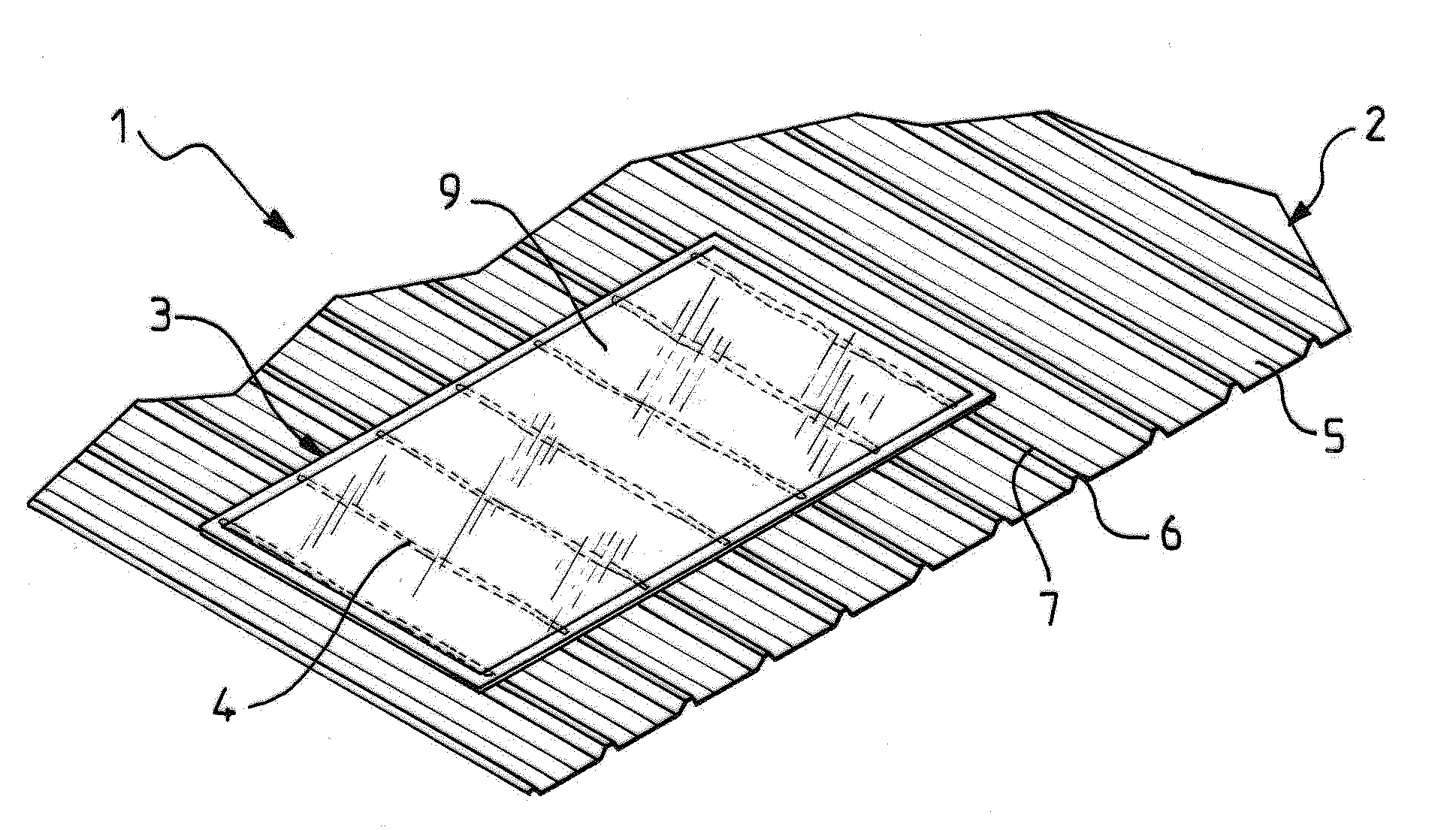 Structure de toiture comprenant un module photovoltaique semi-rigide, procede de realisation de celle-ci, et gabarit de pose pour ledit procede