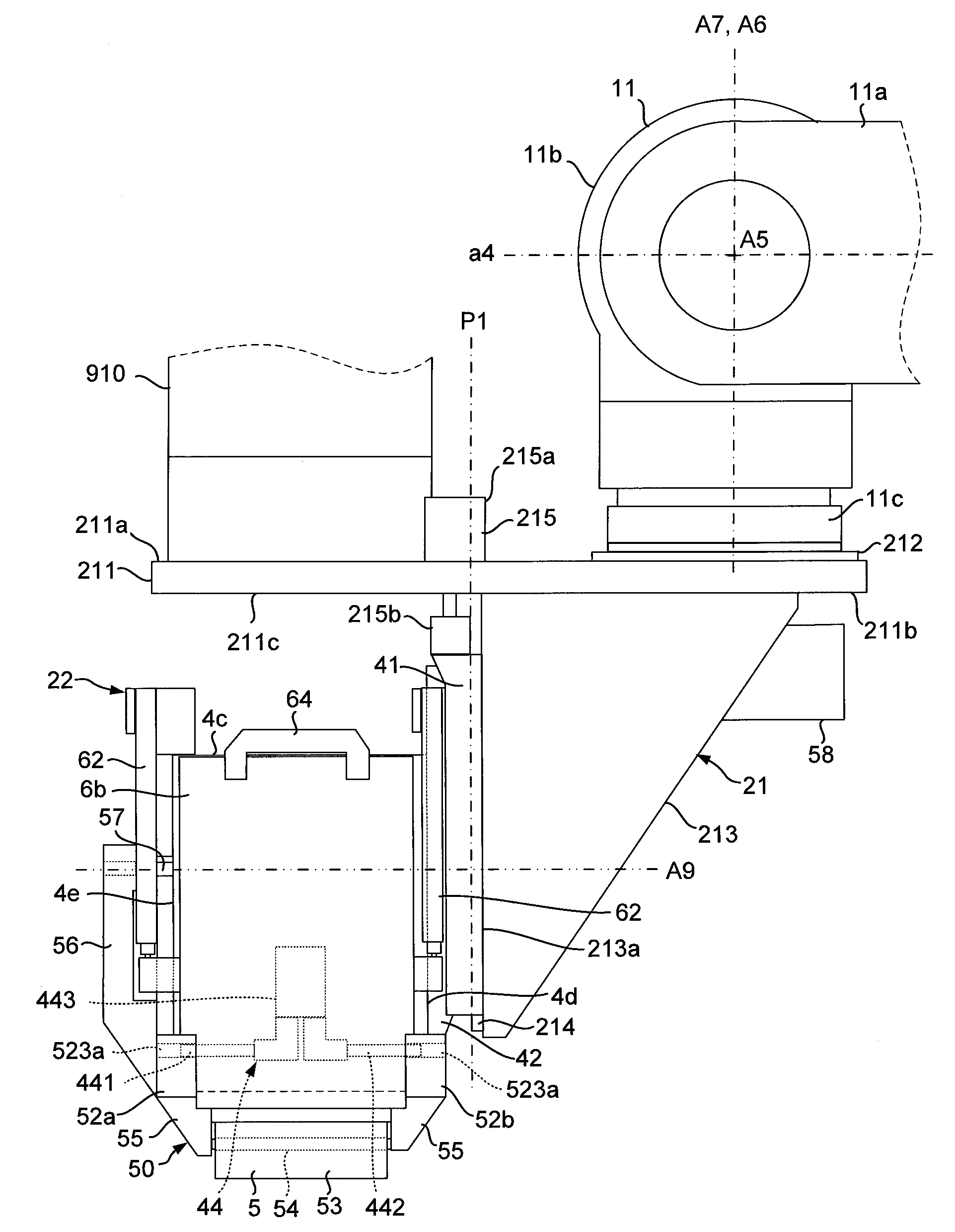 Machine d'application de fibres avec tete d'application particuliere