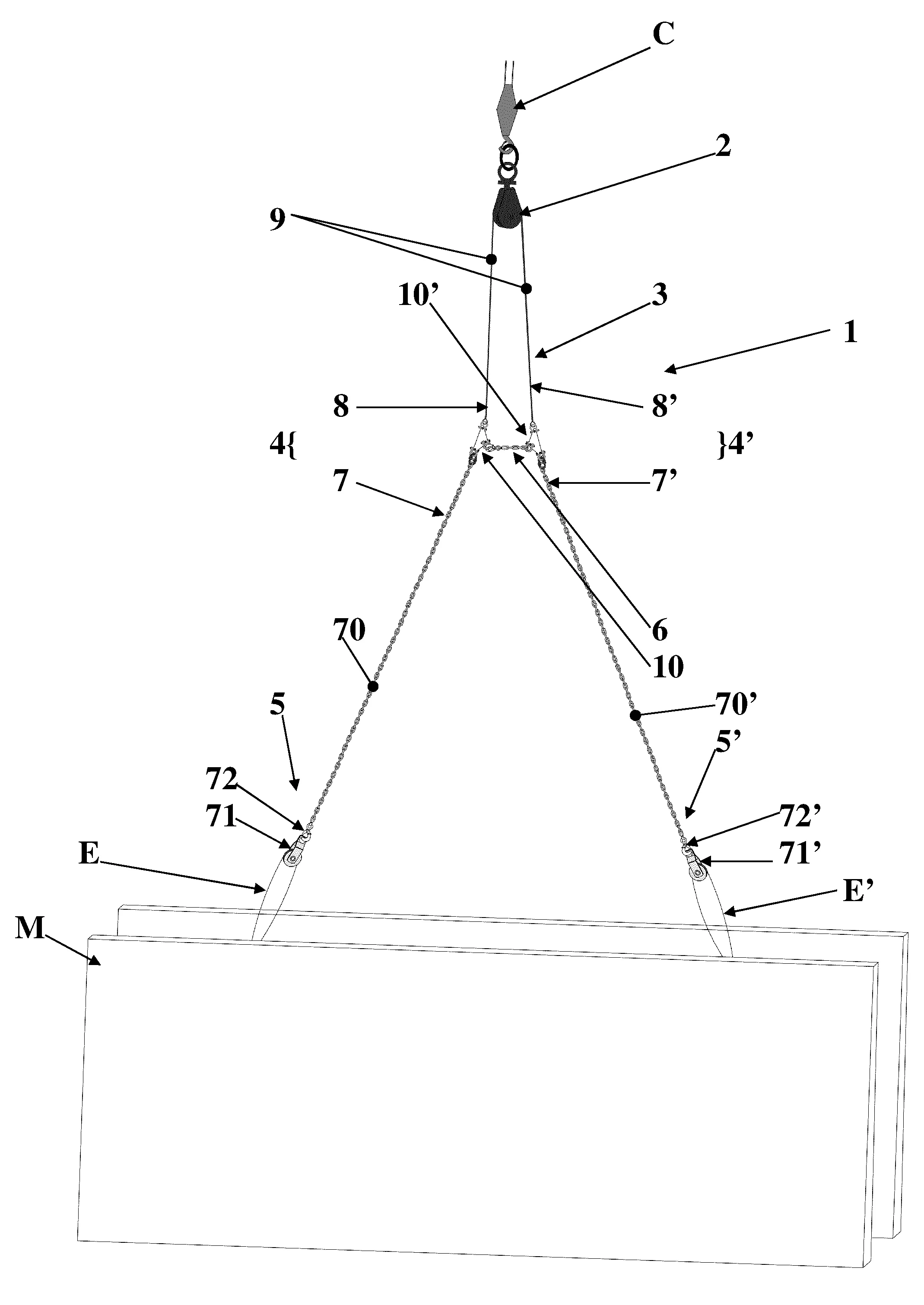Dispositif de manutention de mur prefabrique