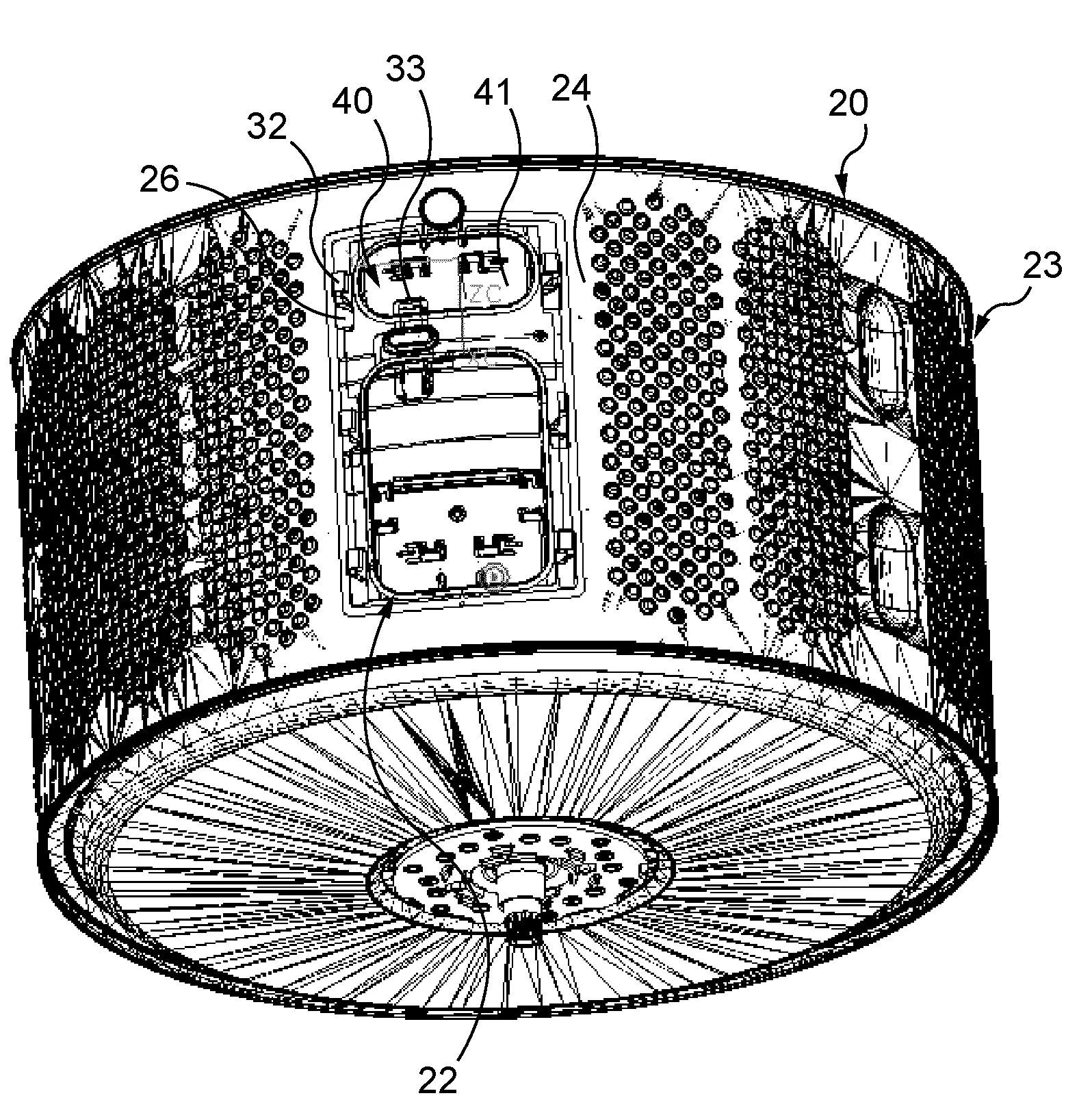 Tambour de machine a laver le linge comportant une trappe d'acces