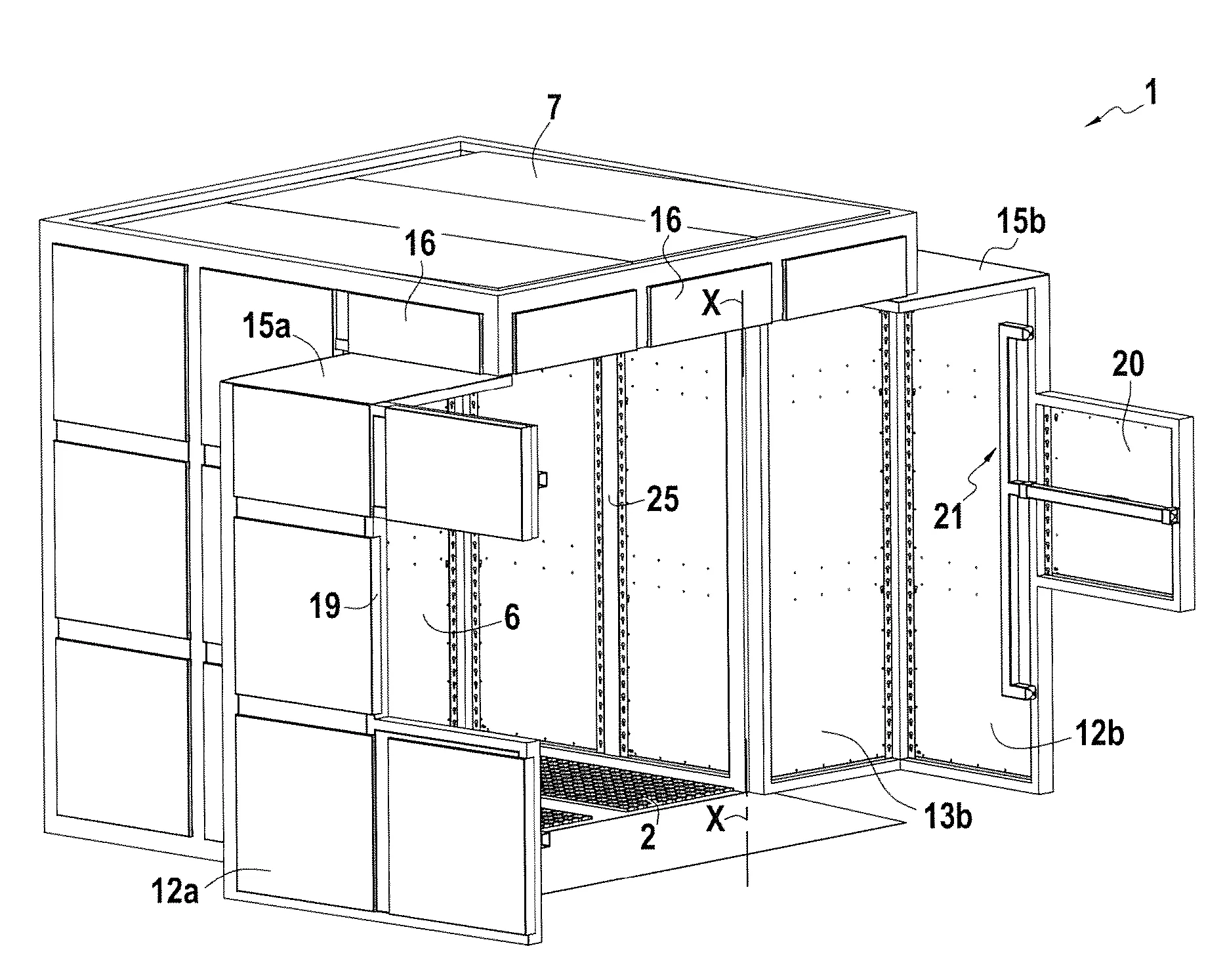 Abri avec un volume d'accueil modulaire