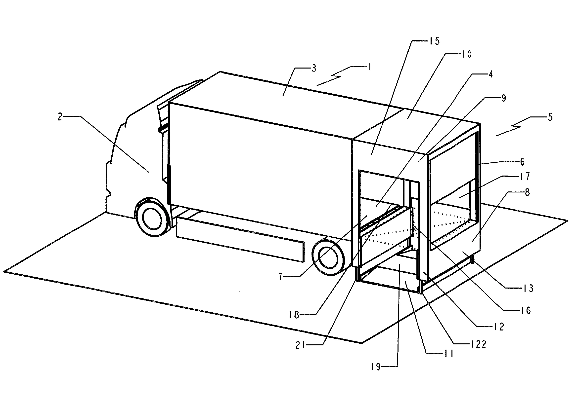 Vehicule de transport utilitaire, base logistique mobile comprenant un tel vehicule, et cellule pour un tel vehicule