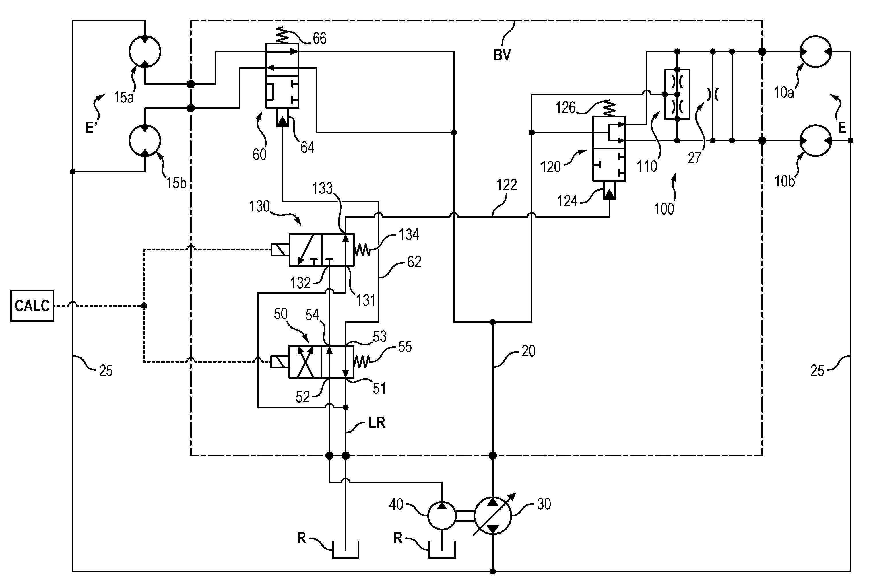 Circuit hydraulique avec pilotage de diviseur de debit