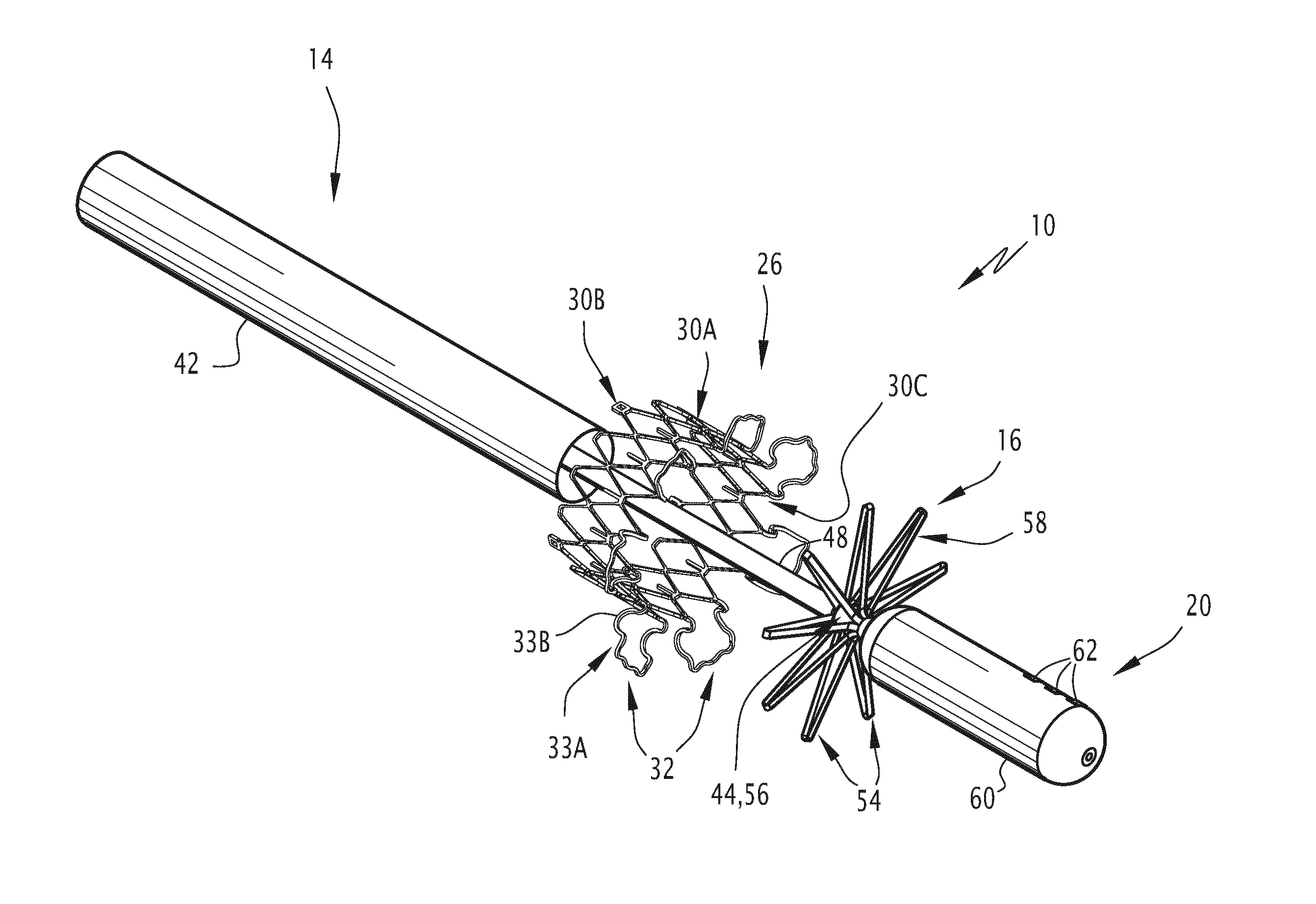 Dispositif de traitement d'une valve biologique avec organe de poussee de la valve