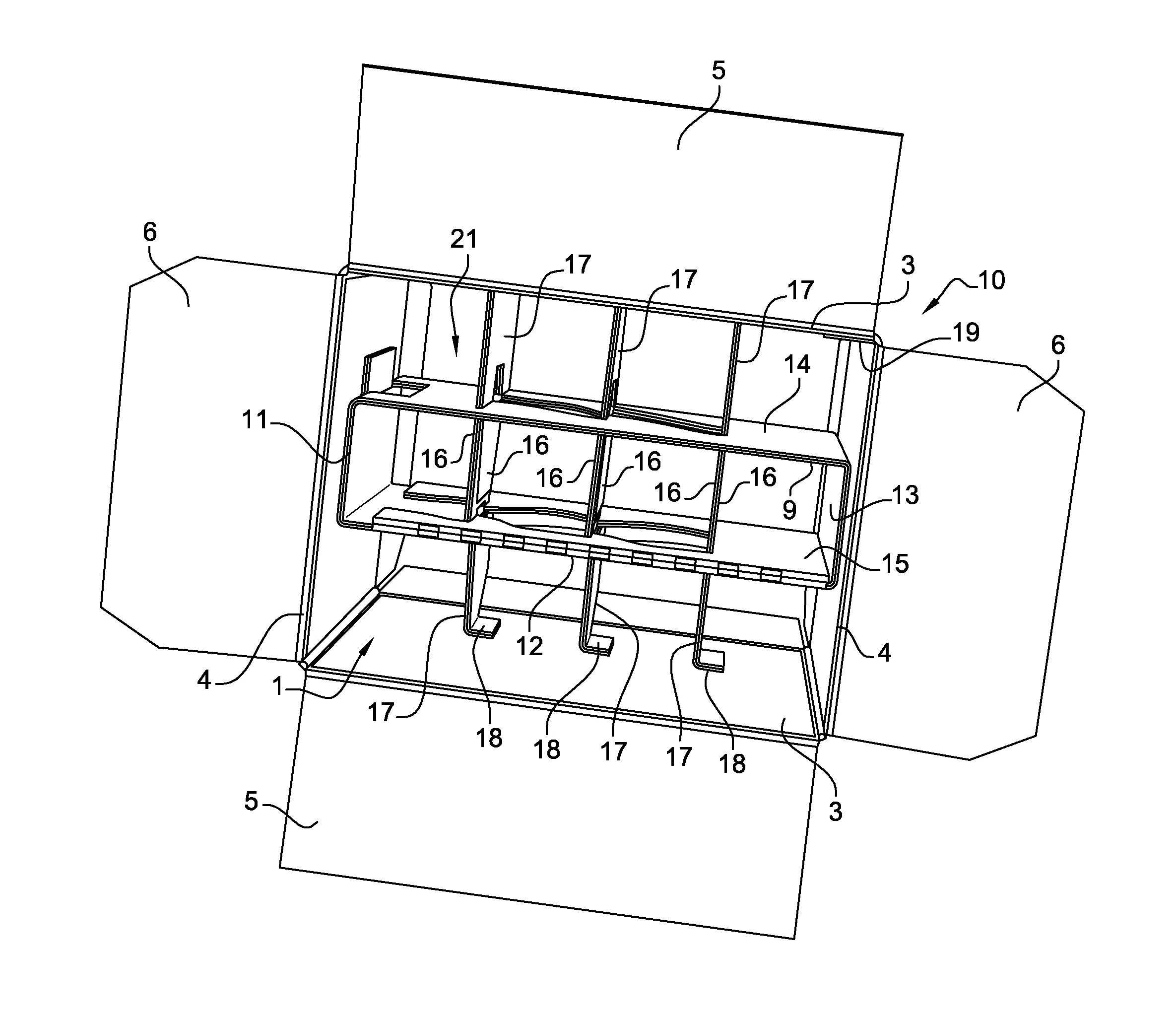 Caisse integrant un croisillon de separation verticale de douze bouteilles, et procede de fabrication d'une telle caisse