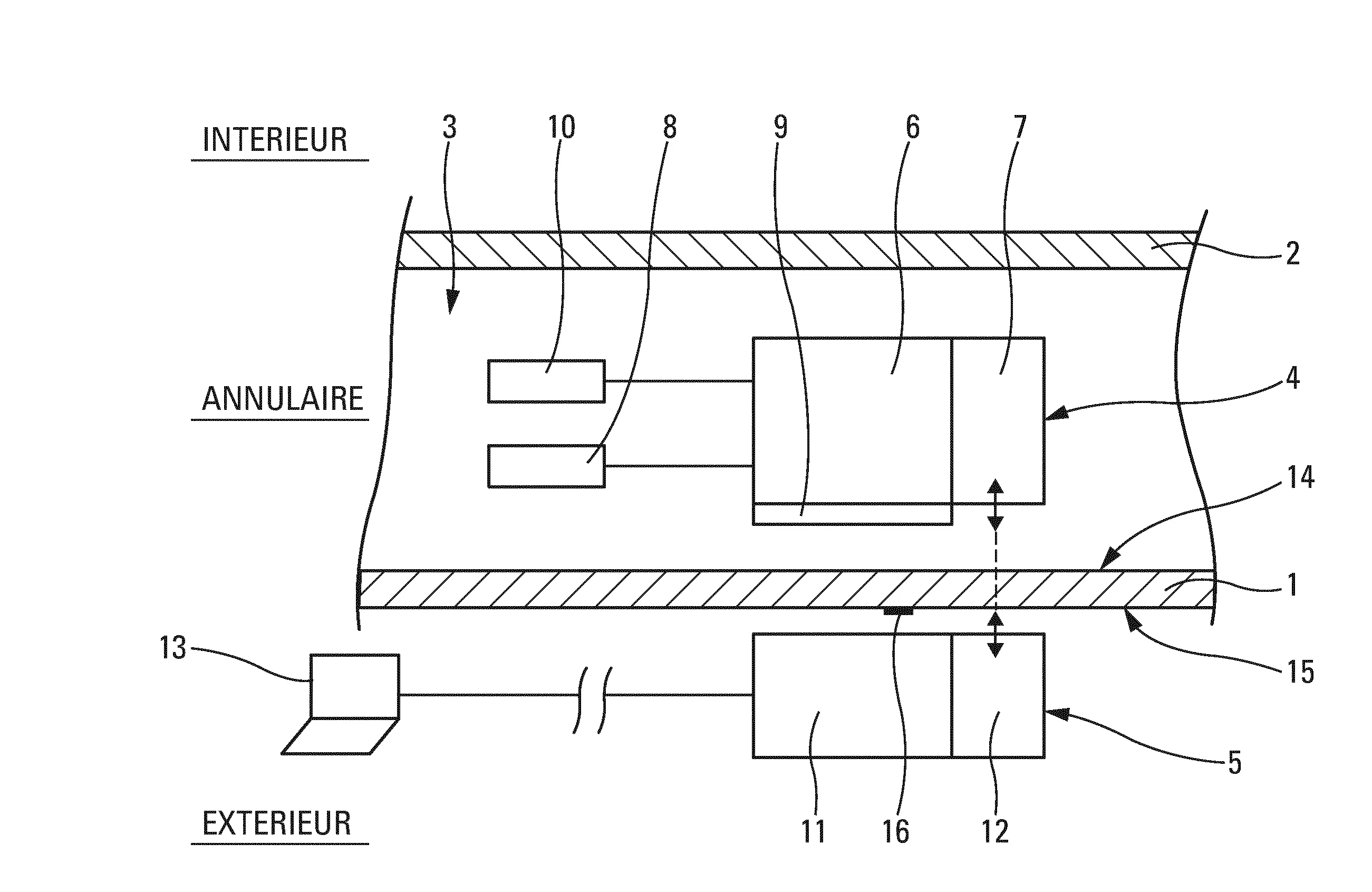 Troncon de conduite double enveloppe et utilisation d'un systeme transducteur acoustique de mesure dans un annulaire sous pression reduite