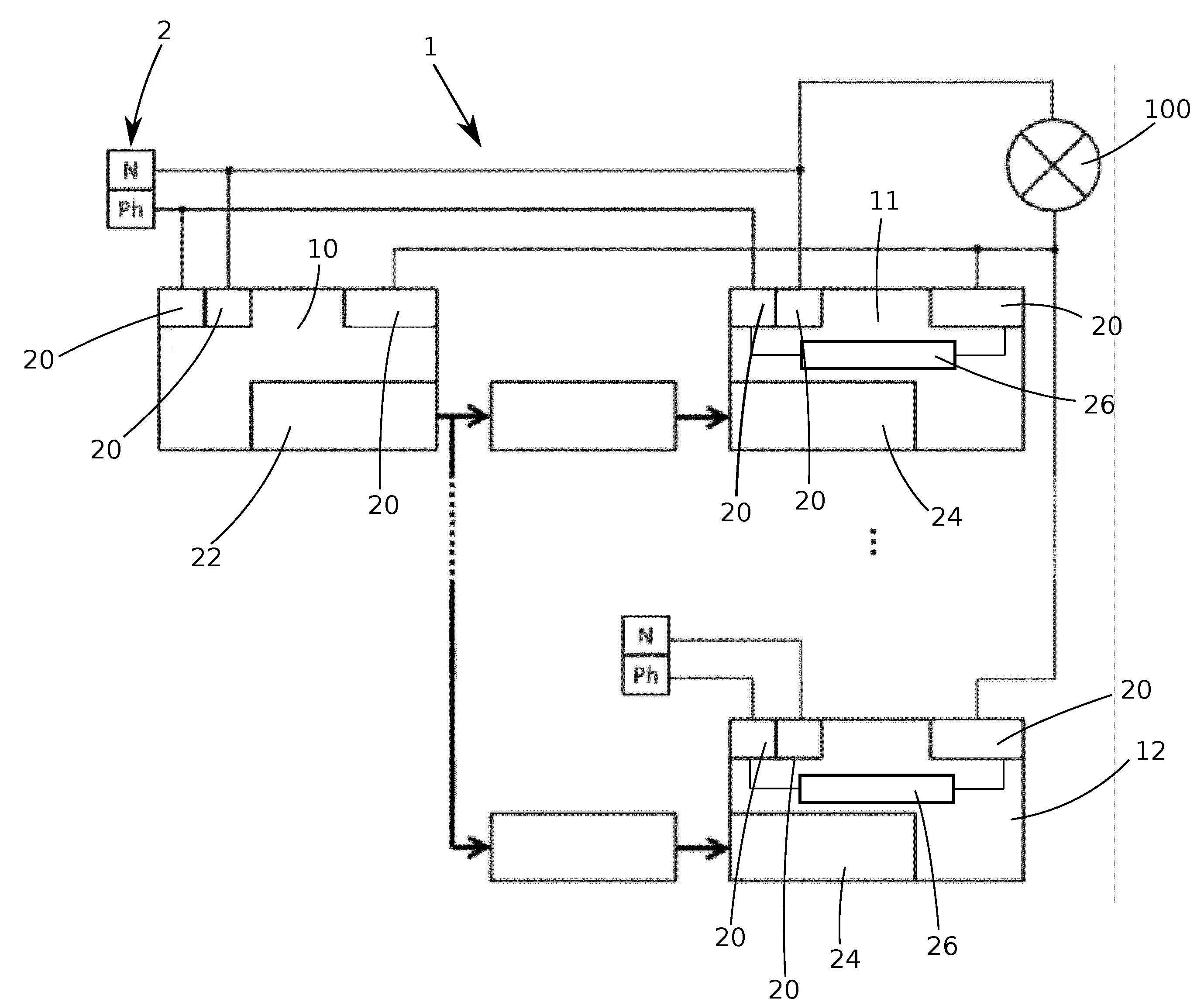 Procede de mise en fonctionnement d'un ensemble d'au moins deux variateurs de lumiere