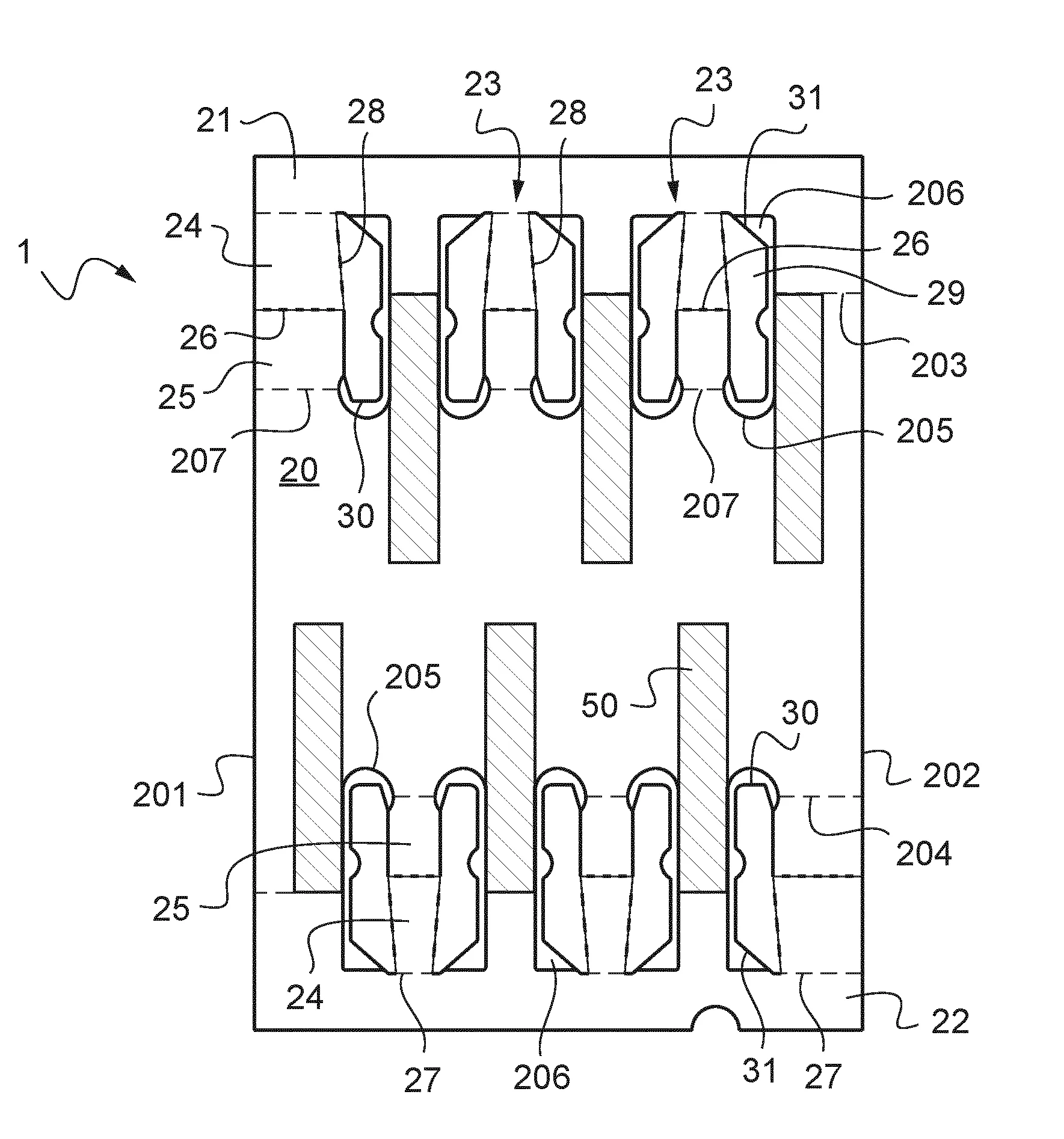 Dispositif de calage pour le conditionnement de bouteilles champenoises.